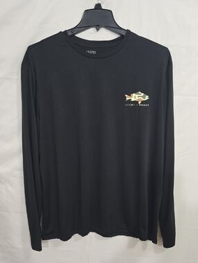 Ocean Coast Mens 2X Graphic Long Sleeve Black Fishing Polyester